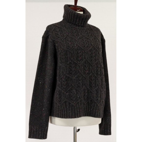 LORO PIANA 100% BABY CASHMERE DARK GRAY W/MULTI COLOR SPECKS TURTLENECK - Picture 6 of 7